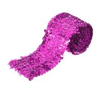 sourcing map Tira de Lentejuelas Planas Elásticas de 2,2 Yardas Y 3 Pulgadas, 5 Filas de Lentejuelas, Cinta de Tela de Lentejuelas para Manualidades Y Costura DIY, Rojo Rosa