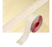 sourcing map Tira de transición para suelo, 2 m x 40 mm (largo x ancho), vinilo autoadhesivo, borde de PVC, tiras divisoras planas para unir huecos del suelo, vena roja, beige