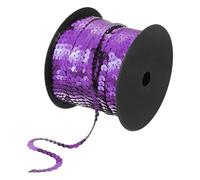 sourcing map Tira plana de lentejuelas de 6 mm, 98 yardas, rollo de cuerda de lentejuelas para proyectos de costura de flecos, color morado