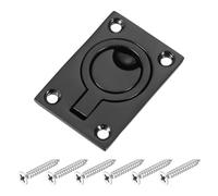 sourcing map Tirador de anillo empotrado, rectangular de acero inoxidable de 2.5 x 1.75 pulgadas, con tornillos para muebles, barco, color negro