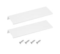 sourcing map Tirador de borde de dedo para gabinete, 2 unidades de 200 mm, aleación de aluminio, montaje trasero, manijas ocultas modernas para muebles de cocina del hogar, color blanco
