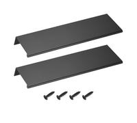sourcing map Tirador de borde de dedo para gabinete, 2 unidades de 200 mm, aleación de aluminio, montaje trasero, manijas ocultas modernas para muebles de cocina del hogar, color negro