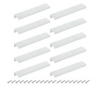 sourcing map Tiradores de borde de dedo para gabinete, 10 unidades de 150 mm, aleación de aluminio, montaje trasero, tiradores ocultos para cajones de cocina y hogar, color blanco