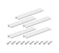 sourcing map Tiradores de borde de dedo para gabinete, 5 unidades de 200 mm, aleación de aluminio, montaje trasero, tiradores ocultos para cajones de cocina y hogar, color plateado