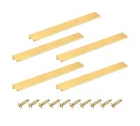 sourcing map Tiradores de borde de dedo para gabinete, 5 unidades de 250 mm, aleación de aluminio, montaje trasero, tiradores ocultos para cajones de cocina y hogar, color dorado