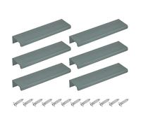 sourcing map Tiradores de borde de dedo para gabinete, 6 piezas de 120 mm, aleación de aluminio, montaje trasero, tiradores ocultos para gabinetes de cajones de cocina en el hogar, color gris