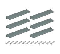 sourcing map Tiradores de borde de dedo para gabinete, 6 piezas de 150 mm, aleación de aluminio, montaje trasero, tiradores ocultos para cajones de cocina en el hogar, color gris