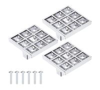 sourcing map Tiradores de cajón de cristal, centro de agujero de 0.6 pulgadas, tiradores de gabinete de aleación de zinc con tornillos para cocina, dormitorio, tocador, armario, plateado, 3 piezas (1