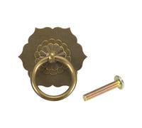 sourcing map Tiradores y pomos de latón de 1.57 pulgadas, tiradores de cajón de anillo vintage con tornillos en forma de flor para armario, tocador, armario, armario, bronce