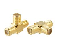 sourcing map TOOGOO(R) 2 x Divisor de 3 Vias Conector Adaptador RF F Hembra a Dos F Hembra Triple T