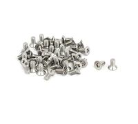 sourcing map Tornillo de accionamiento Torx M2,5 x5mm cabeza plana de acero inoxidable 304 tono Plata 50 Piezas