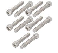 sourcing map Tornillo tapón de rosca completa 1/4"-20 x 1-1/2" 304 de rosca de acero inoxidable de cabeza hueca hexagonal 10 piezas