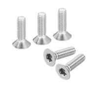 sourcing map Tornillos antirrobo Torx de cabeza plana M4-0,7 x 14 mm, 20 piezas de acero inoxidable 304, accionamiento Torx, cabeza avellanada, rosca completa, color plateado