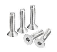 sourcing map Tornillos de cabeza avellanada plana de 1/4-20 x 1 pulgada, 20 tornillos hexagonales de acero inoxidable 304, rosca completa, pernos avellanados