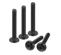 sourcing map Tornillos de cabeza de botón con brida, 25 tornillos M4 x 35 mm de acero inoxidable 304 de óxido negro, tornillos de máquina totalmente roscados