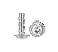 sourcing map Tornillos de cabeza de botón con brida, tornillo hexagonal M6 x 18 mm, tornillos de fijación de acero inoxidable 304, tornillo de máquina totalmente roscado, 20 piezas