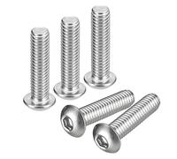 sourcing map Tornillos de cabeza de botón de 3/8-16 x 1-1/2 pulgadas, 5 tornillos hexagonales de acero inoxidable 304, tornillos hexagonales de rosca completa