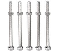 sourcing map Tornillos de cabeza hexagonal M8 x 110 mm, tornillos, tuercas, arandelas planas y de bloqueo, tornillos hexagonales de rosca completa de acero inoxidable 304, 5 juegos