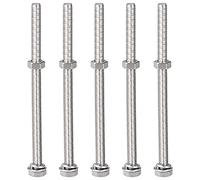 sourcing map Tornillos de cabeza hexagonal M8 x 130 mm, tornillos, tuercas, arandelas planas y cerradas, 304 de acero inoxidable totalmente roscado, 5 juegos