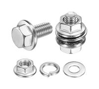 sourcing map Tornillos de cabeza hexagonal Phillips M5 x 10 mm, 20 tornillos hexagonales de brida de acero inoxidable 304 con tuercas, arandelas planas y de bloqueo, totalmente roscados, para la