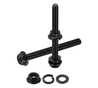 sourcing map Tornillos de cabeza hexagonal Phillips M5 x 50 mm, 10 tornillos hexagonales de brida de acero inoxidable 304 con tuercas, arandelas planas y de bloqueo, totalmente roscados, para la