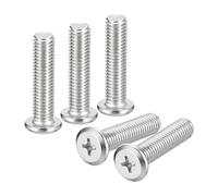 sourcing map Tornillos de cabeza Phillips de cabeza redonda plana M10 x 40 mm, 20 tornillos Phillips de acero inoxidable 304, rosca completa, acabado brillante, tornillo de conexión de tornillo de