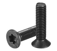 sourcing map Tornillos de cabeza Torx plana M6-1 x 25 mm, 25 piezas de acero al carbono de grado 10.9 avellanado Torx antirrobo, acabado de óxido negro, rosca completa