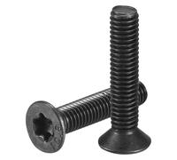 sourcing map Tornillos de cabeza Torx plana M6-1 x 30 mm, 30 piezas de acero al carbono de grado 10.9 avellanado Torx antirrobo, acabado de óxido negro, rosca completa