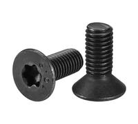 sourcing map Tornillos de cabeza Torx plana M8-1,25 x 20 mm, 12 piezas de acero al carbono de grado 10,9 avellanado Torx antirrobo, acabado de óxido negro, rosca completa