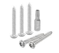 sourcing map Tornillos de chapa de seguridad Torx de cabeza de botón M5 x 40 mm, 20 tornillos autorroscantes de acero inoxidable 304 resistentes a manipulaciones, tornillos antirrobo para madera con