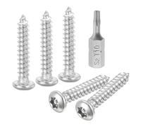 sourcing map Tornillos de chapa de seguridad Torx M3 x 16 mm, 50 tornillos autorroscantes de acero inoxidable 304 resistentes a manipulaciones, tornillos antirrobo para madera con broca T10 (plateado)
