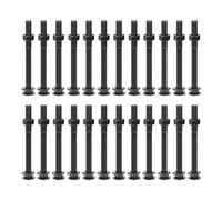 sourcing map Tornillos de cuello cuadrado M12 x 130 mm con tuercas y arandelas, juego de 24 tornillos de cabeza redonda de acero inoxidable 304, color negro