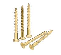 sourcing map Tornillos de latón para madera, 10 unidades, M5 x 50 mm, cabeza plana, tornillo autorroscante avellanado para muebles de carpintería