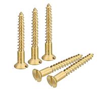 sourcing map Tornillos de latón para madera, 25 unidades, M4 x 30 mm, cabeza plana, tornillos autorroscantes avellanados para muebles de carpintería