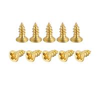 sourcing map Tornillos de latón para madera, conector autorroscante Phillips de cabeza plana M2,5 x 6 mm para bisagras de puerta, muebles de madera, electrodomésticos, 25 unidades