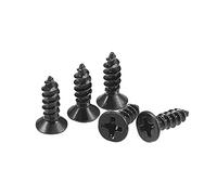 sourcing map Tornillos de madera de cabeza plana Phillips de acero al carbono de 3,5 x 12 mm, 200 unidades, color negro