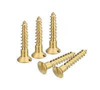 sourcing map Tornillos de Madera de Latón, 20 unidades M4 x 20mm con Cabeza Plana Ranurada para Tornillos Autorroscantes Avellanados para Carpintería y Muebles