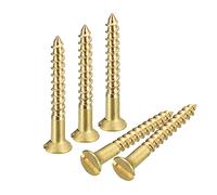 sourcing map Tornillos de Madera de Latón, 60 Piezas M2.5 x 20mm con Cabeza Plana Ranurada para Tornillo Autorroscante Avellanado para Carpintería y Muebles