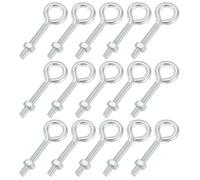 sourcing map Tornillos de ojo M6x40 de acero al carbono con tuercas hexagonales para gancho de metal, ganchos de anillo de terminal de madera, paquete de 15