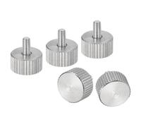 sourcing map Tornillos moleteados M3 x 6 mm, 5 piezas de cabeza moleteada plana de acero inoxidable 304, tornillos de pulgar totalmente roscados, pernos de agarre