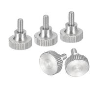 sourcing map Tornillos moleteados M3 x 6 mm, 5 tornillos de cabeza moleteada plana de acero inoxidable 304 con cierres de pomos de agarre de hombro