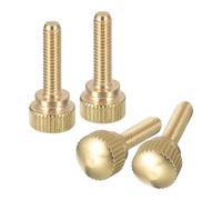 sourcing map Tornillos moleteados M4 x 16 mm, 4 tornillos moleteados de latón con cierres de pomos de agarre de hombro, tono latón