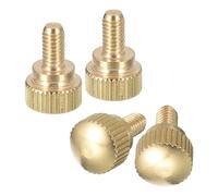 sourcing map Tornillos moleteados M4 x 8 mm, 4 tornillos moleteados de latón con cierres de pomos de agarre de hombro, tono latón