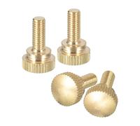 sourcing map Tornillos moleteados M5 x 12 mm, 4 tornillos moleteados de latón con cierres de pomos de agarre de hombro, tono latón