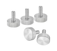 sourcing map Tornillos moleteados M5 x 12 mm, 5 piezas de cabeza moleteada plana de acero inoxidable 304, tornillos de pulgar totalmente roscados, pernos de agarre