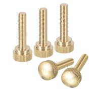 sourcing map Tornillos moleteados M6 x 25 mm, 5 tornillos moleteados de latón con cierres de pomos de agarre de hombro, tono latón