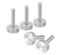 sourcing map Tornillos moleteados M6 x 30 mm, 5 piezas de cabeza moleteada plana de acero inoxidable 304, tornillos de pulgar totalmente roscados, pernos de agarre