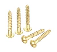 sourcing map Tornillos para madera M2,5 x 16 mm, cabeza redonda ranurada, tornillo autorroscante de latón, 20 unidades