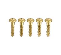 sourcing map Tornillos para madera M3.5 x 16 mm Cabeza redonda ranurada Tornillo autorroscante de latón 50 piezas