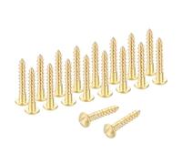 sourcing map Tornillos para madera, M3,5 x 19 mm, de latón ranurado, cabeza redonda, tornillo autorroscante rápido de metal para electrodomésticos de interior, muebles, carpintería, paquete de 38